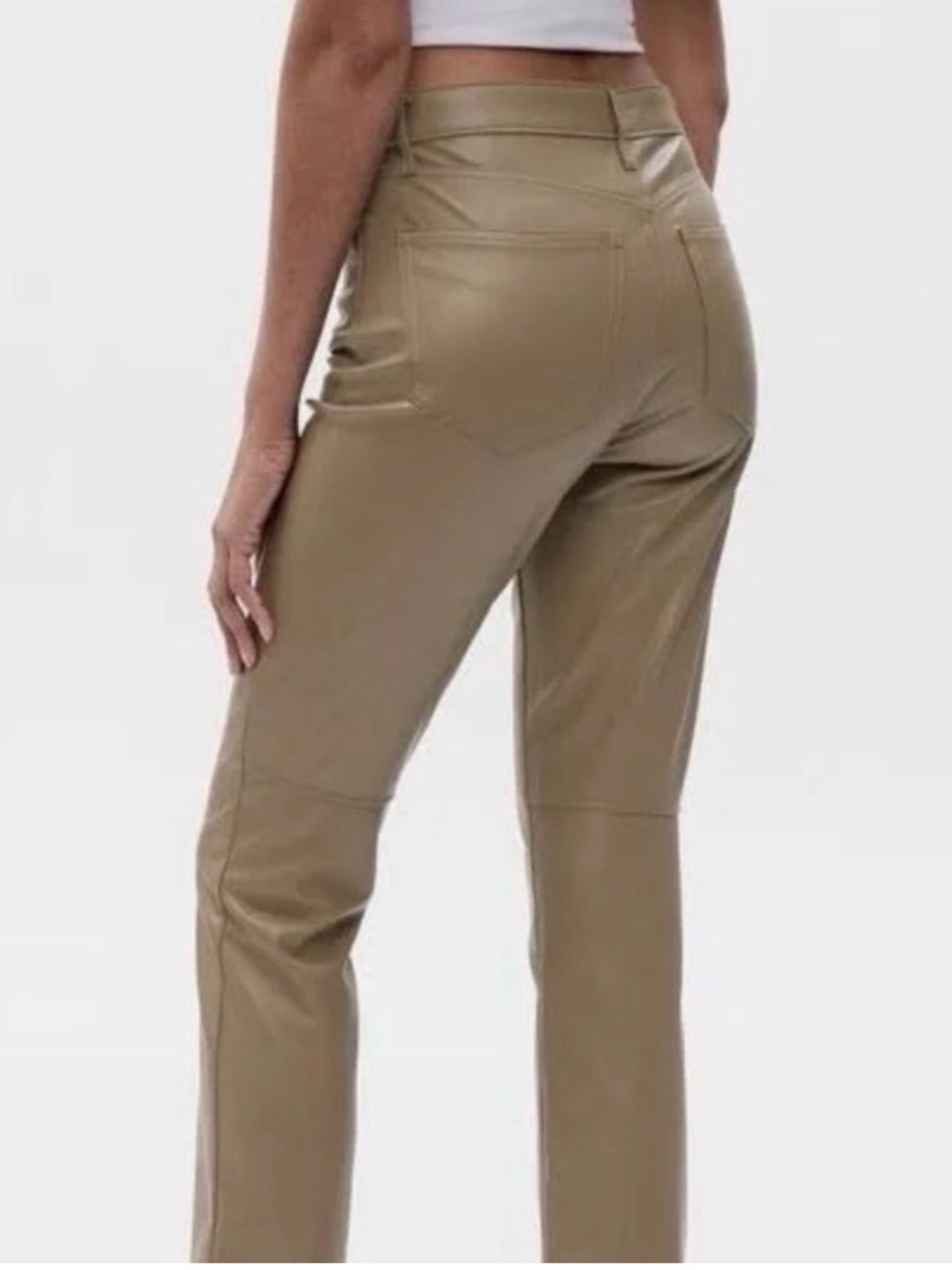GAP Vegan Leather Straight Leg Pants - in Taupe